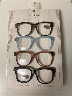 Nicole Miller 4-Pack Reading Glasses — Tortoise, Light Blue, Brown, Black